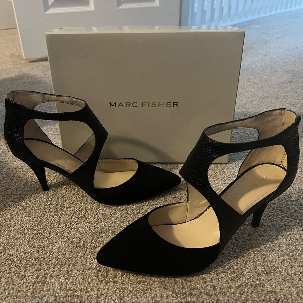 Marc Fisher Black Cutout Heels